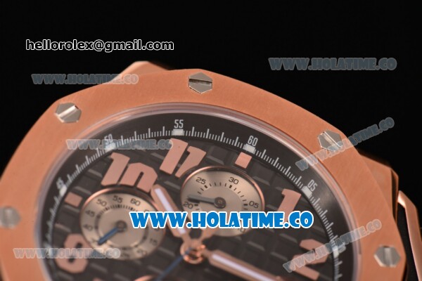 Audemars Piguet Royal Oak Offshore Chronograph Swiss Valjoux 7750 Automatic Rose Gold Case with Arabic Numeral Markers and Black Dial (EF) - Click Image to Close